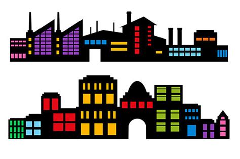 Silhouette Multicolor Of City Cityscape Graphic By Alexzel · Creative