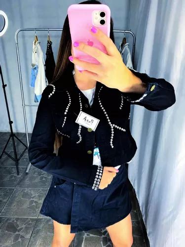 Campera De Jean Negra Con Tachas Nuevo Dise O Mujer En Venta En