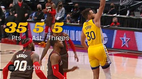 Stephen Curry Pts Asts Threes Vs Blazers Full Highlights