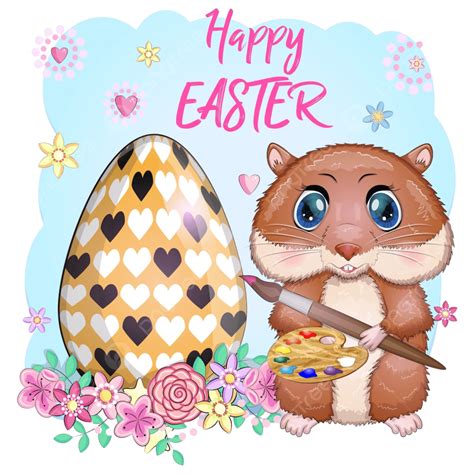 Cute Easter Egg Vector Design Images Cute Hamster With Easter Egg