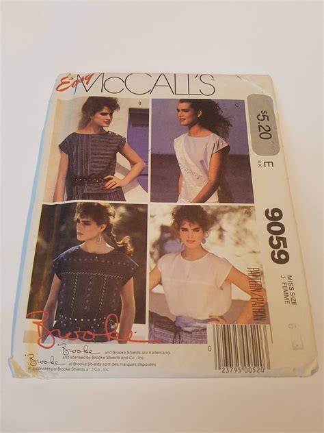 Vintage Easy McCall S Brooke Shields Sewing Pattern 9059 Misses Tops