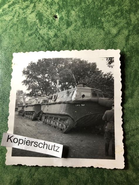 Altes Foto Schwimmpanzer Panzer Tank Kennung WW2 Postimages