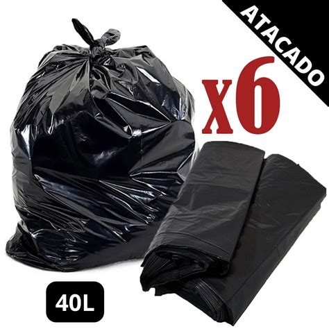 Saco P Lixo 40lt Preto C 100 Atacado C 6 Pc