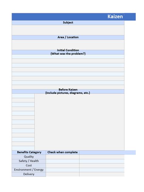 Free Kaizen Template Excel Download | PDF