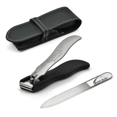 GÖSOL 2-piece Manicure Set with Nail Clippers & Nail File in Leather Case, Made in Solingen ...