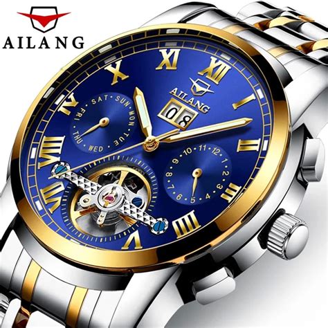 Ailang Fashion Business Men Stainless Steel Automatic Mechanical Watch