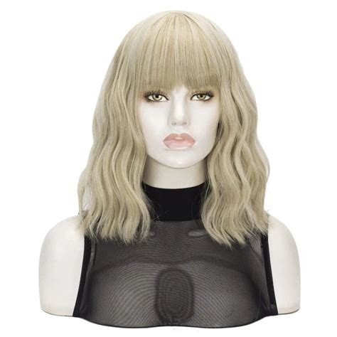 Blonde Short Bob Wavy Hair Wig With Bang Wigs With Bangs Wig Hairstyles Wigs
