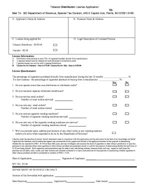 Fillable Online Tdmail To Sd Department Of Revenue Special Tax