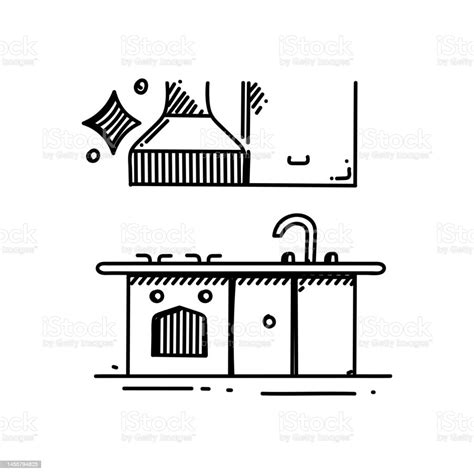 Kitchen Line Icon Sketch Design Pixel Perfect Editable Stroke Stock Illustration Download