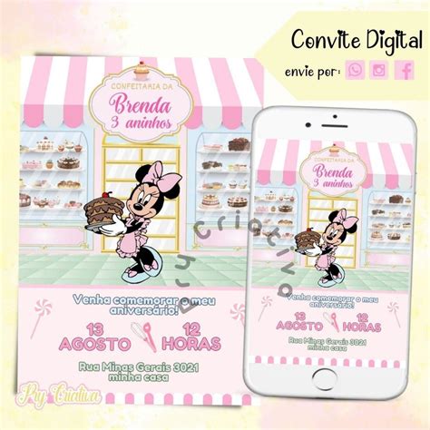 Convite Digital Confeitaria Da Minnie Elo Produtos Especiais