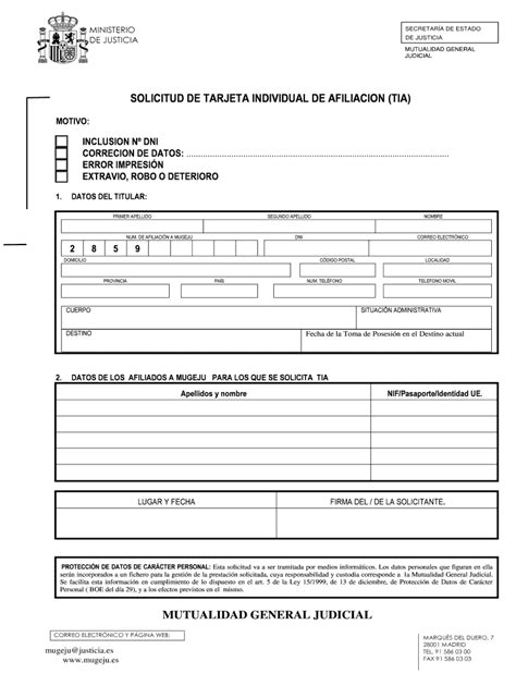 Fillable Online Mugeju Solicitud De Tarjeta Individual De Afiliaci N