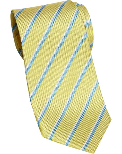 Egara Yellow Stripe Silk And Linen Narrow Tie Mens Brands Mens