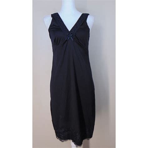 Unbranded Intimates Sleepwear Vtg Black Lace Slip Lingerie Dress Bow Bodice Babydoll