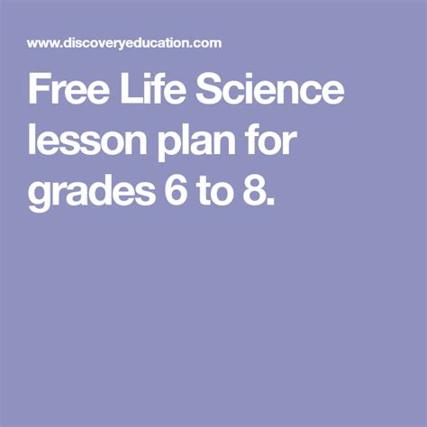 Lesson Plan For Life Sciences