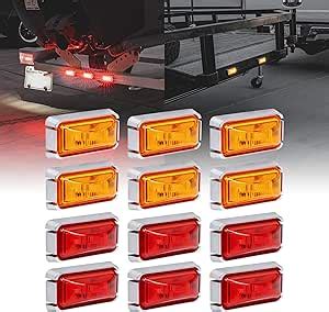 Amazon 12pc 2 5 Amber Red LED Trailer Marker Light W Chrome