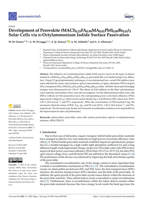 Pdf Development Of Perovskite Macl Fa Ma Pb I Br