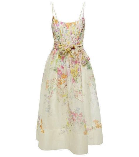 Zimmermann Natura Linen And Silk Organza Midi Dress Zimmermann