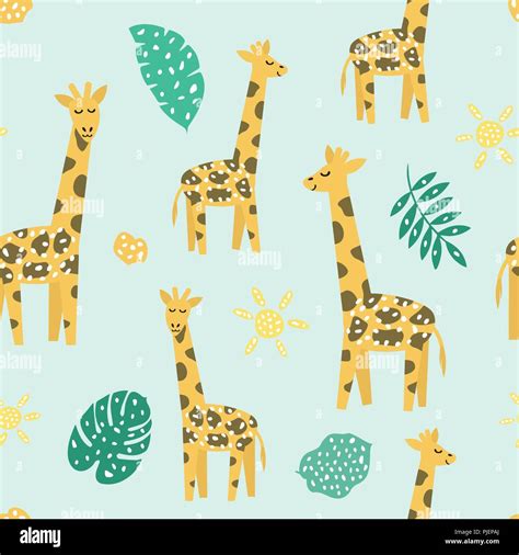 Childish seamless pattern with cute giraffe. Creative texture for ...