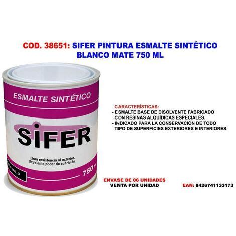 SIFER Sifer Pintura Esmalte Sintetico Blanco Mate 750 Ml Sifer