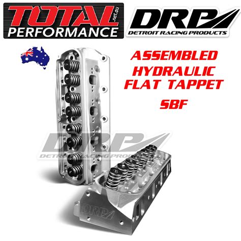 ASSEMBLED PAIR Ford V8 SBF Windsor Aluminium Cylinder Heads by DRP 302 351W HYD FLAT TAPPET