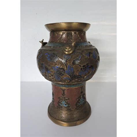 Early 20th Century Antique Japanese Champleve Cloisonné Engraved Vase ...