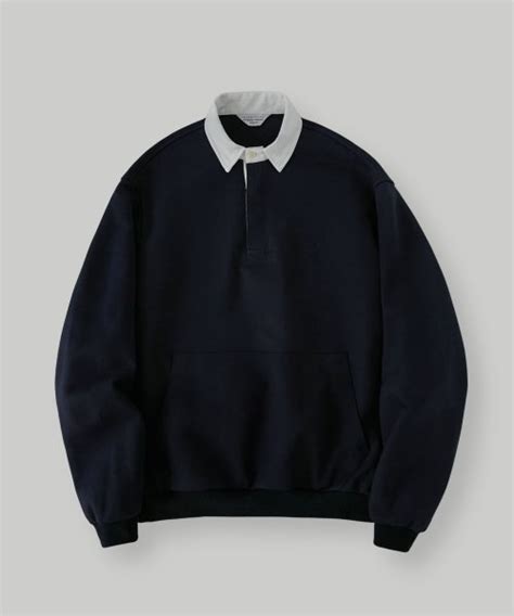 MUSINSA LAFUDGESTORE Heavy Cotton Over Rugby Sweatshirt Midnight Blue