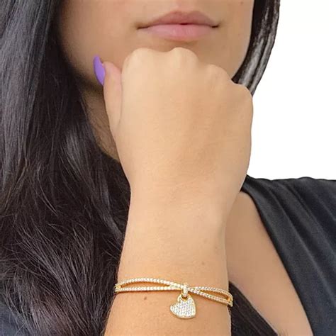 Bracelete Crava O De Zirc Nio Pingente Dourado Semijoia Mercadolivre