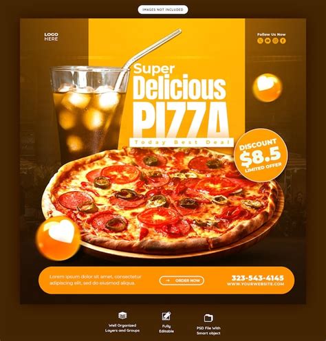 Premium Psd Food Menu And Delicious Pizza Social Media Banner Or