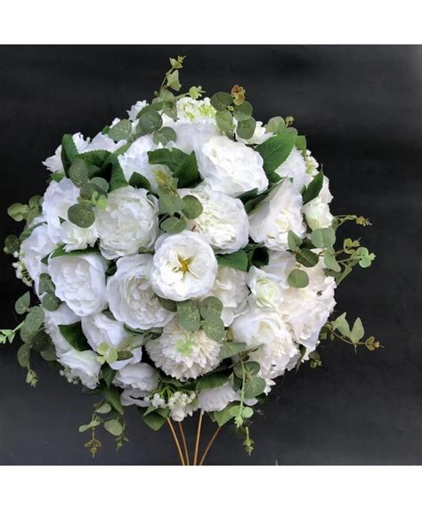 Boule De Fleurs Artificielles Blanc Et Vert Cm Julia Passion D Cor