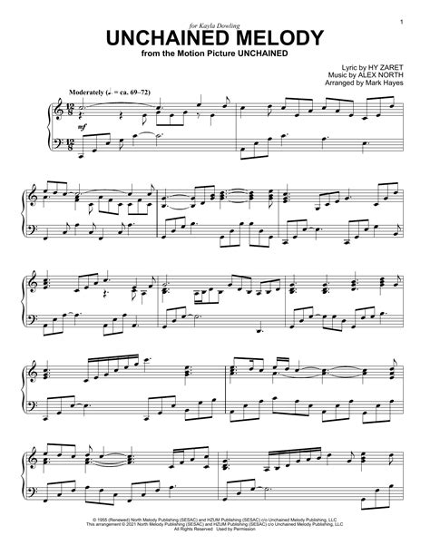 The Righteous Brothers Unchained Melody Sheet Music For Piano Solo