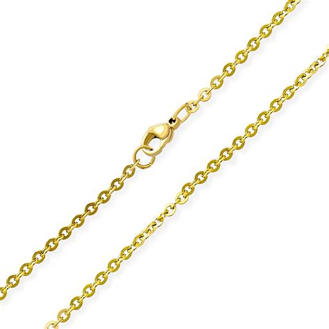 Elegant Diamond Cut Rolo Chain Necklace Gold Plated Stainless Steel 20