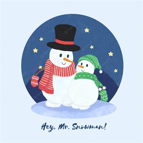 Snowmen At Night Clipart Image