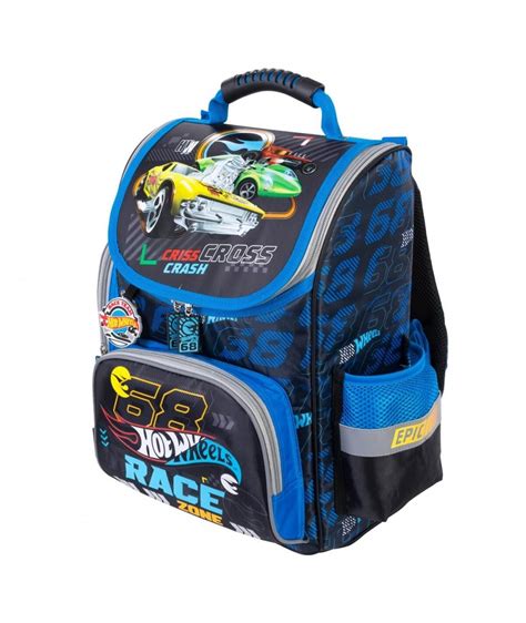 Tornister szkolny dla chłopca Hot Wheels z samochodami niebieski