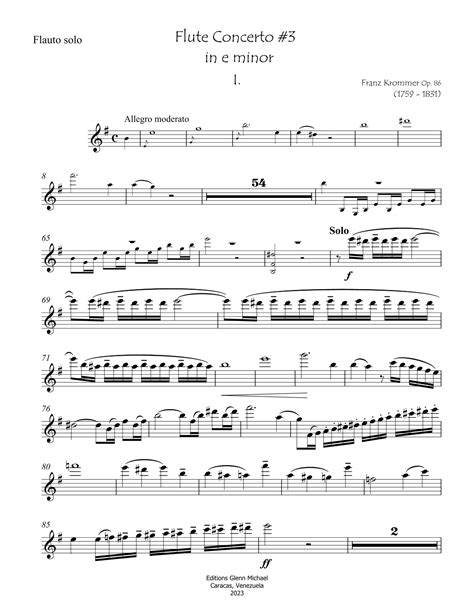 Concerto 3 For Flute In E Minor Op 68 Arr Editions Glenn Michael