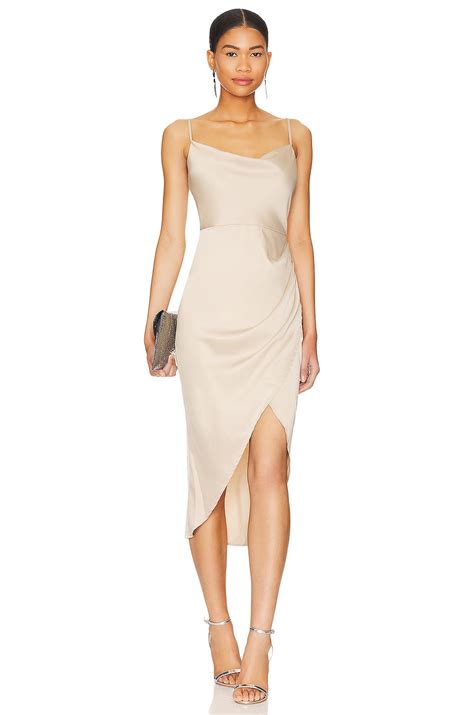 MORE TO COME Adonia Wrap Midi Dress In Nude REVOLVE