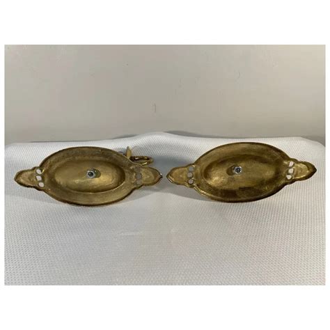 Mid 20th Century Small Brass Wall Plate Candle Sconces A Pair Ruby Lane