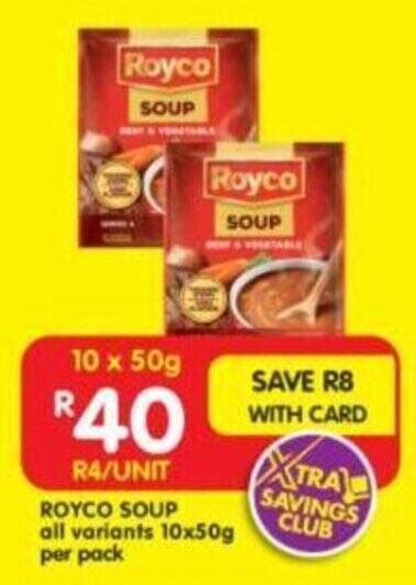 Royco Soup All Variants X G Per Pack Offer At Shoprite