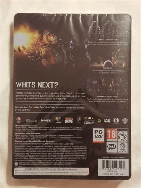 Mortal Kombat X Special Edition Steelbook Pc Ebay