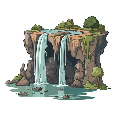 Cascada Clipart Ilustración De Dibujos Animados De Una Cascada En Un