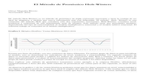 El Método de Pronóstico Holt Winters PDF fileHistóricos Factor de