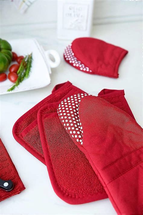 Cotton Terry Cloth Pot Holder Set Kitchen Hot Pad 2 Pack Red Fruugo UK