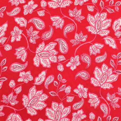 Viskose Leinen Paisley Flowers Rot Stoffe Hemmers