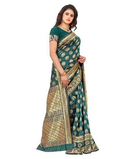 Anjaneya Sarees Green Banarasi Silk Saree Buy Anjaneya Sarees Green