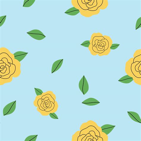 modèle sans couture avec roses jaunes et feuilles sur fond bleu fond d