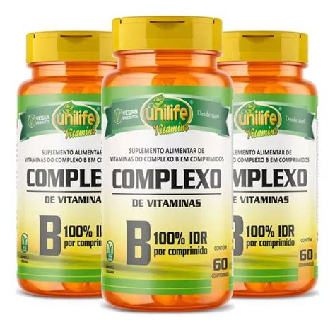 Kit 3 Complexo B Vitaminas 500mg 60 Comprimidos Unilife Parcelamento