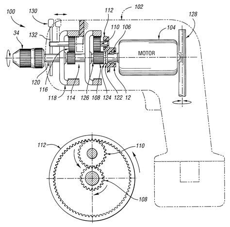 Patent Us6550546 Spindle Lock And Chipping Mechanism For Hammer Drill