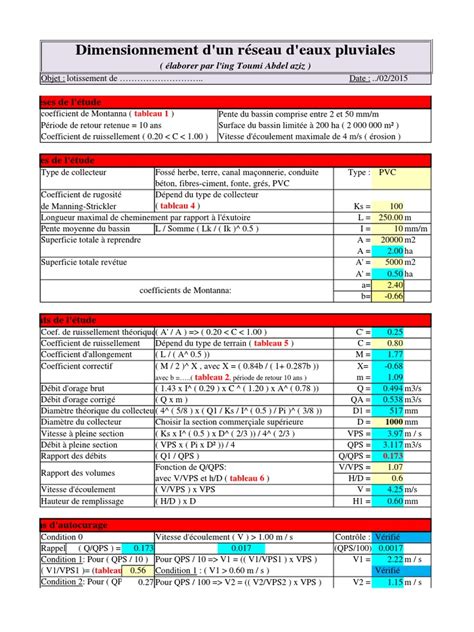 Dimensionnement réseau eaux pluviales et usées | PDF | Génie