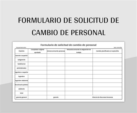 Plantilla De Formato Excel Formulario De Solicitud De Cambio De