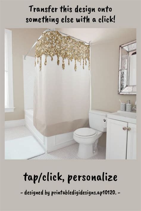 Gold Glitter Drip Glam Girly Glam Trendy Sparkle Shower Curtain