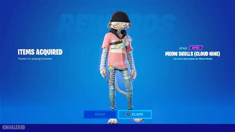 How To Get Meow Skulls Cloud Nine Style Skin Free In Fortnite Meow Skulls Skin Youtube